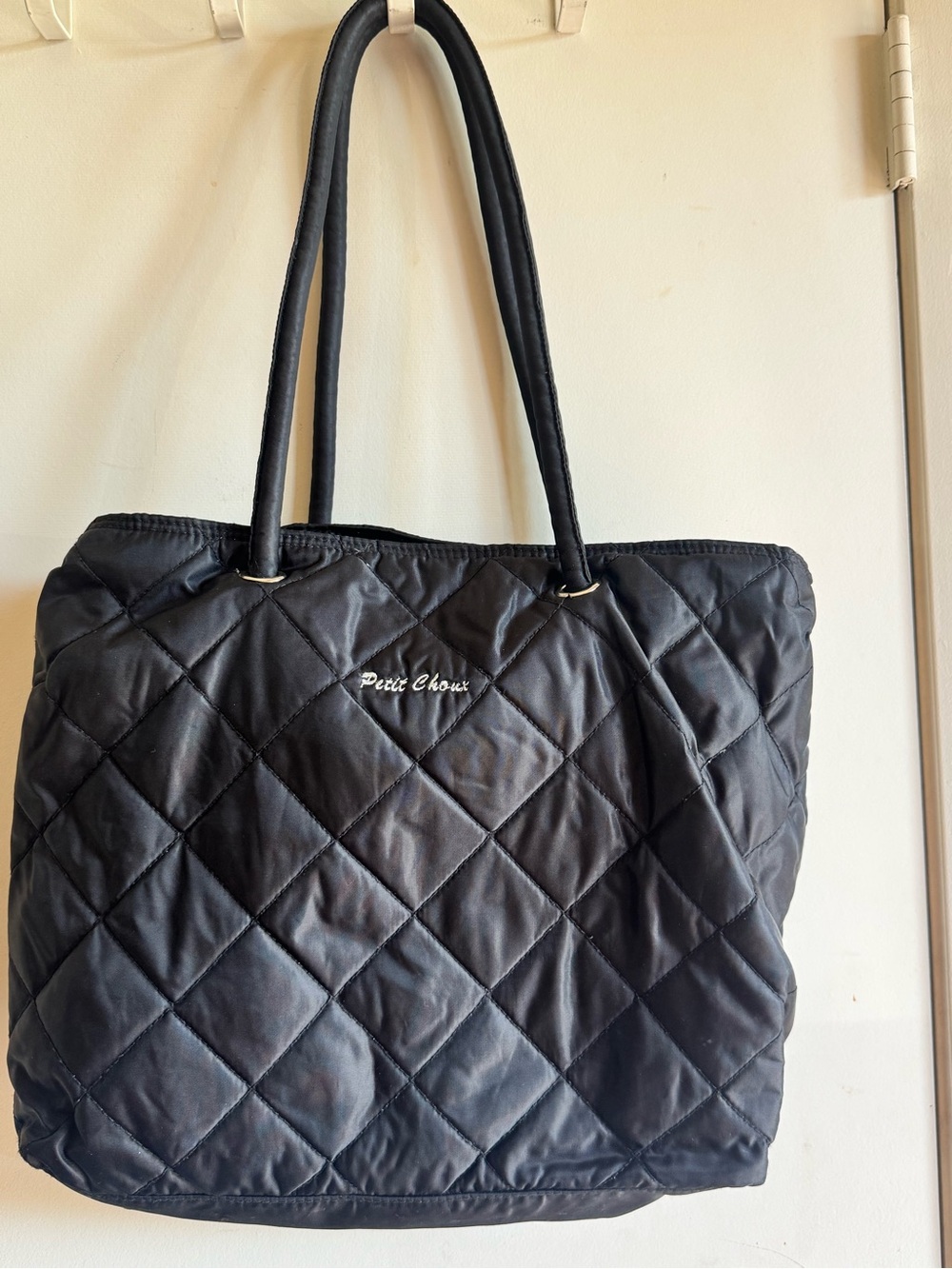 Black Quilted Tote Bag W6xL15xH12 inches